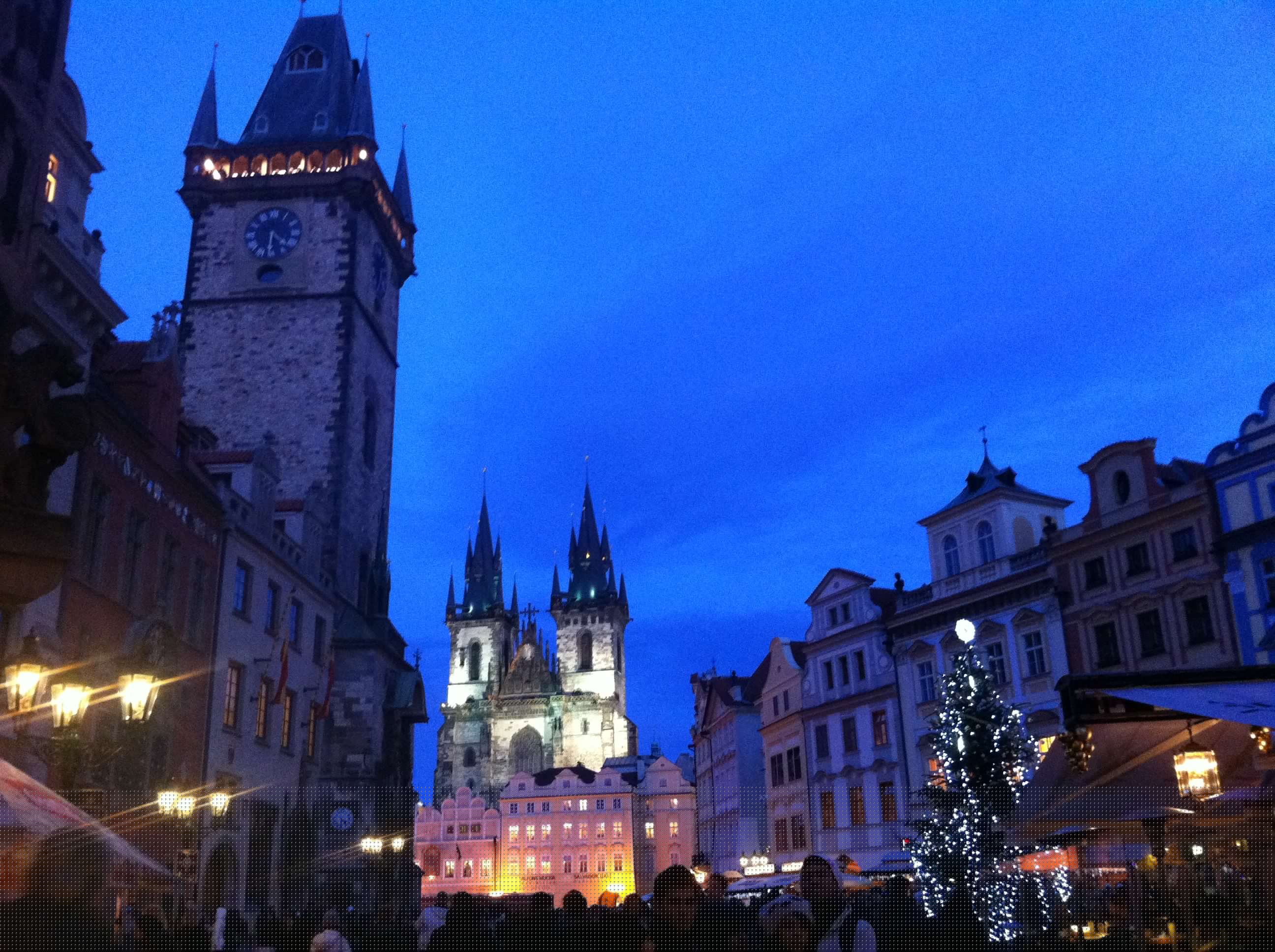 prague at night old town square