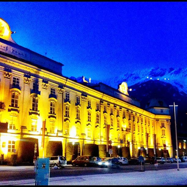 The castle in Innsbruck, Austria is especially romantic when light up at night. The castle in Innsbruck, Austria is especially romantic when light up at night.