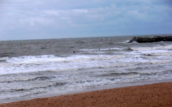 Surfers braving the cold waters of the North Sea Surfers braving the cold waters of the North Sea