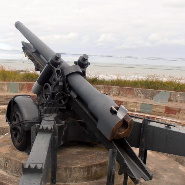 Cannon lined up in a strategic position to defend against the Allies coming from the North Sea