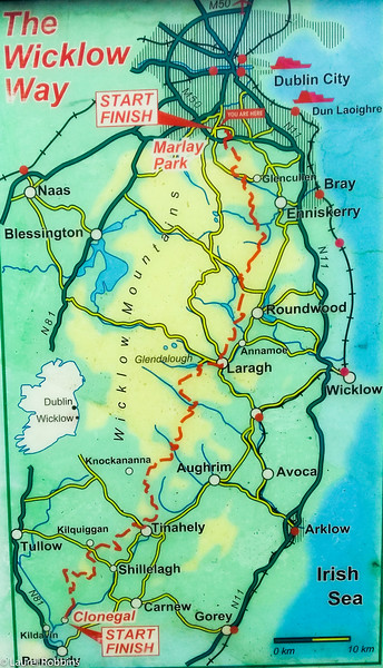 Map of the Wicklow Way in Ireland