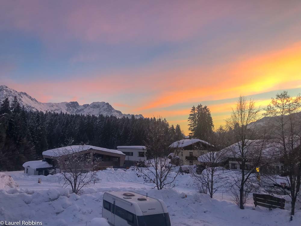 Sunrise over the village of S&ouml;ll in Wilder Kaiser, Austria