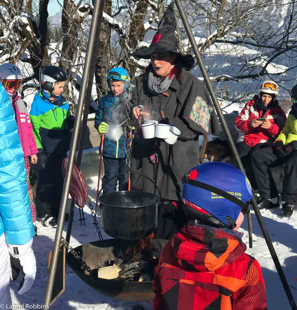 The skiing witches serving witches' brew at SkiWelt S&ouml;ll