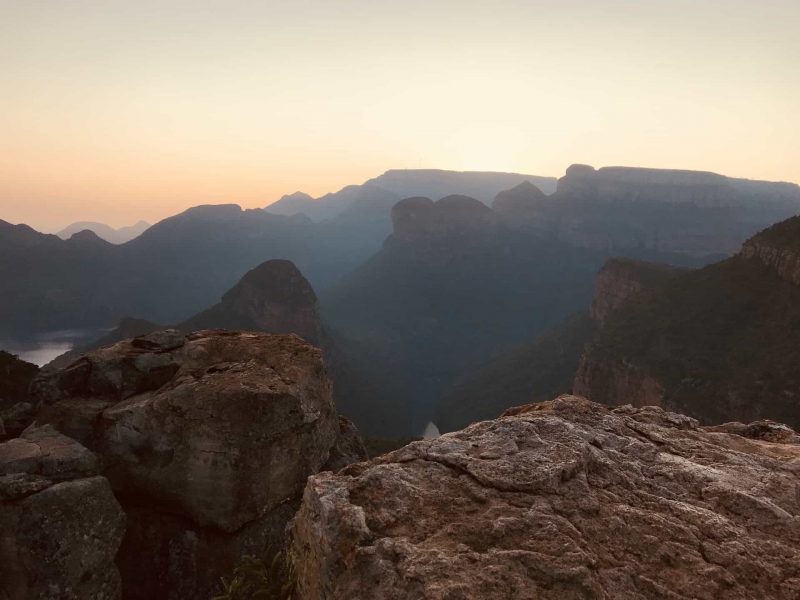 Sunrise over the canyon as seen from Blyde River Canyon Resort