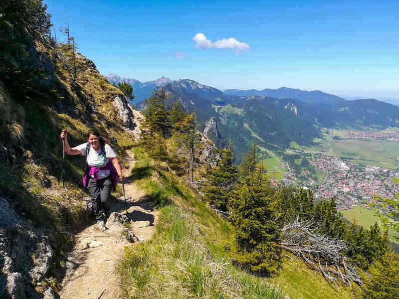 day hiker on the Laber in the Ammergau region of the German Alps