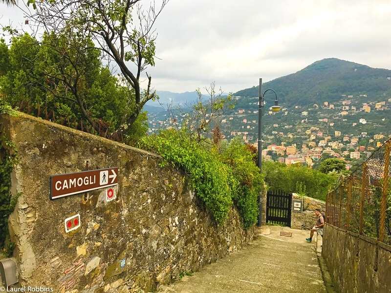 The trail sign above Camogli, where your Cinque Terre hiking tour starts
