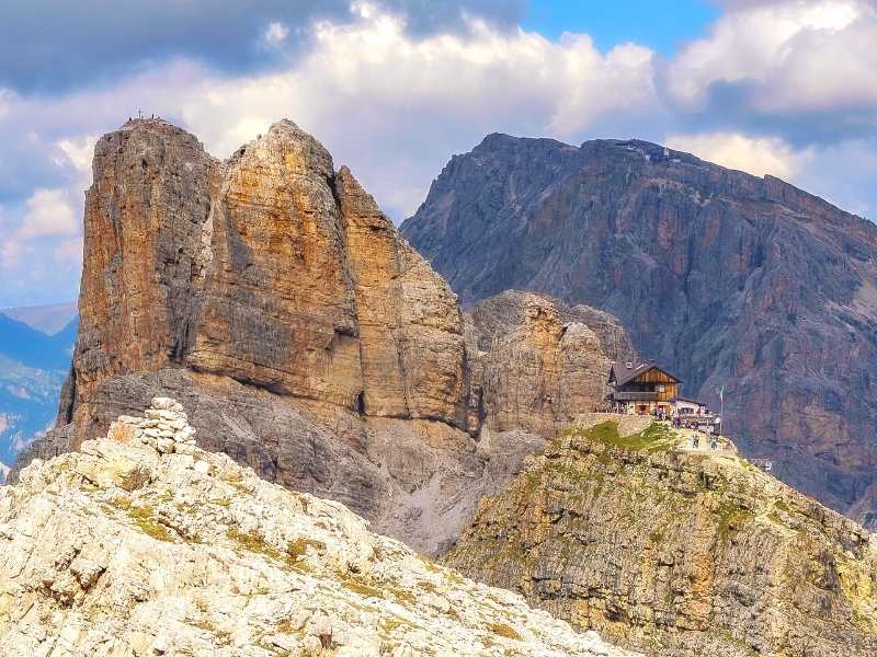 You'll hike to Rifugio Nuvolau on the Alta Via 1 which has some of the best views of the Dolomites found anywhere