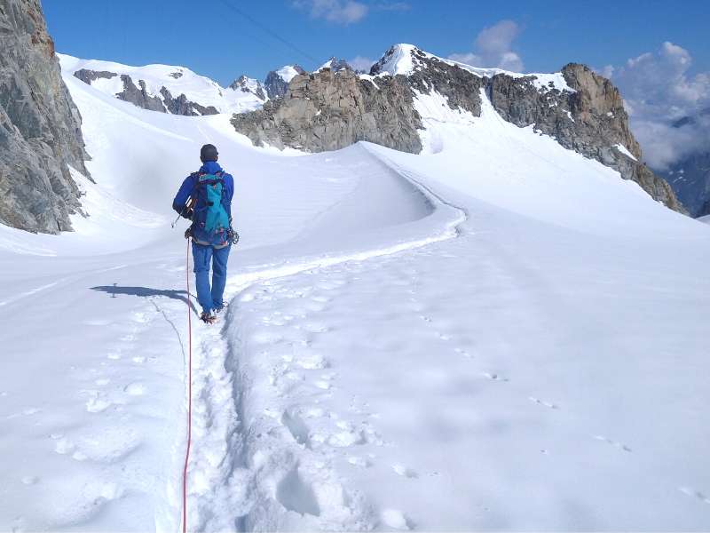 Hiker in a Mont Blanc Glacier walk tour