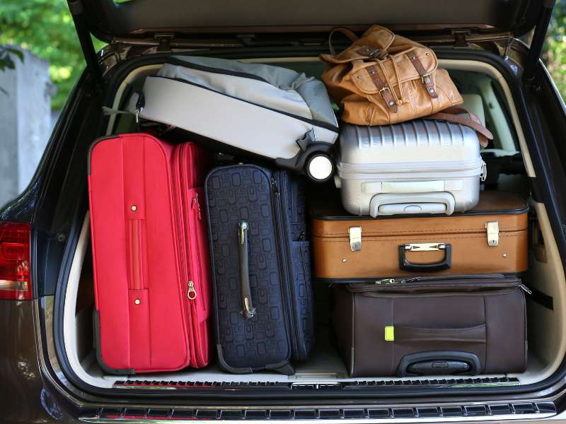 luggages inside a van