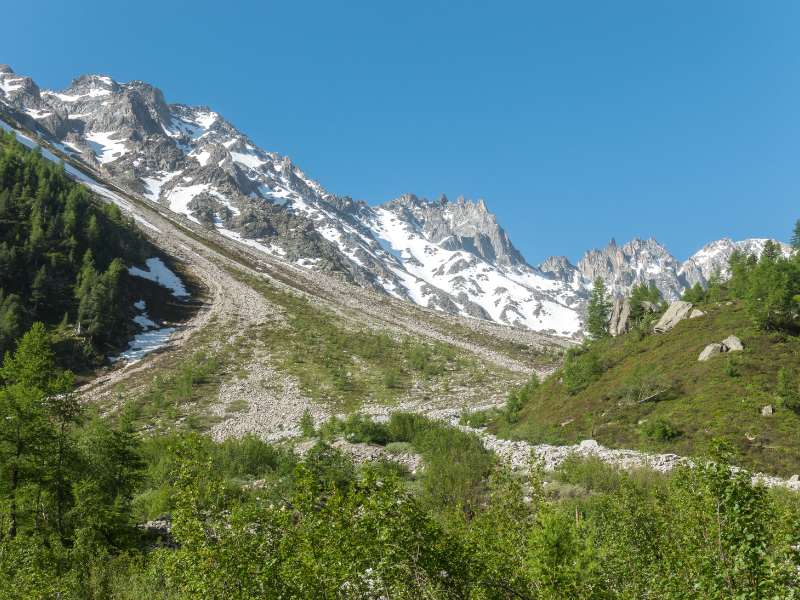 hiking Fenetre d'Arpette landscape on tour du mont blanc