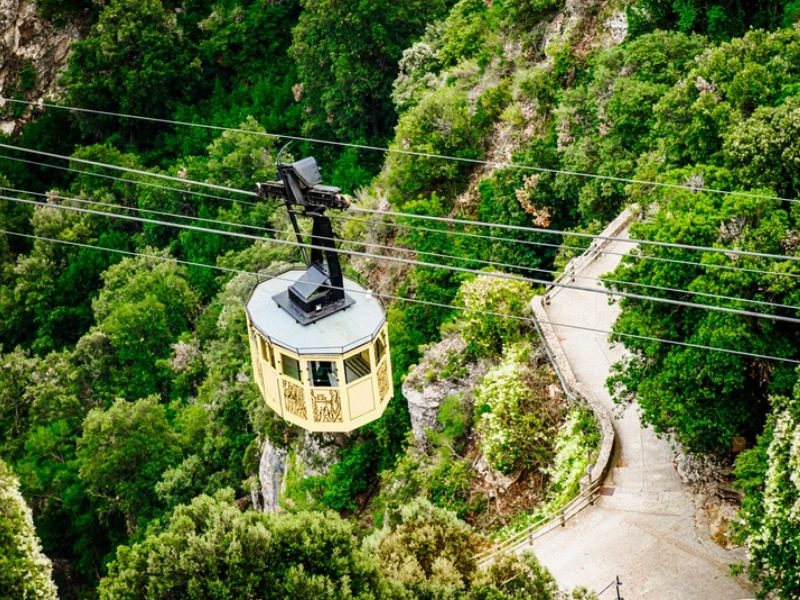 The Aeri cable car and the footpath below Montserrat in Catalonia