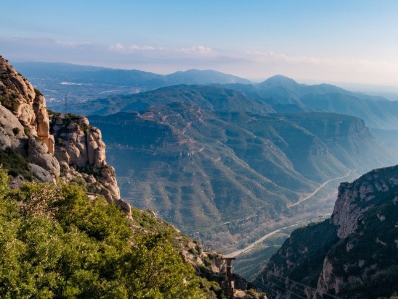 The view down over the Llobregat valley from Montserrat on the Mountains of Catalonia hiking tour