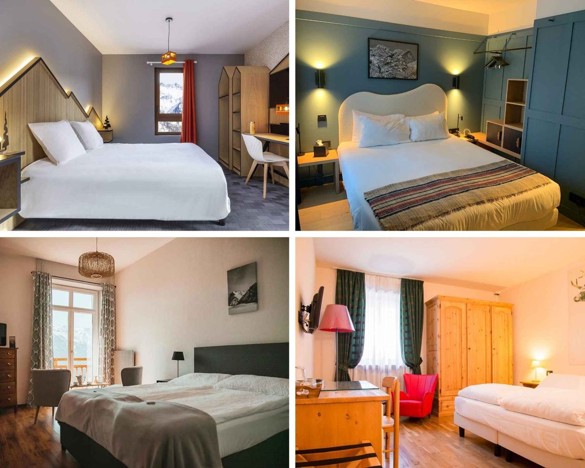 Tour du Mont Blanc accommodation: four hotel rooms we regularly use on the 6-Day Classic Luxury Tour