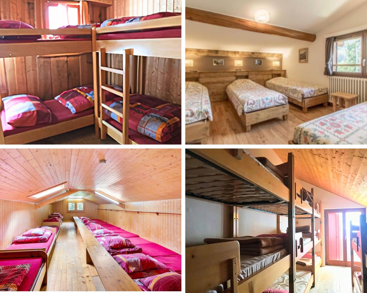 Tour du Mont Blanc accommodation: four dormitory rooms we regularly use on the 7 and 10-Day Tours