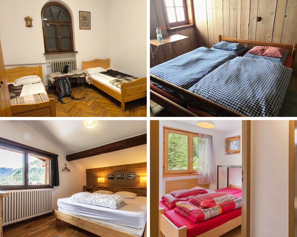 Tour du Mont Blanc accommodation: four private double rooms we regularly use on the 7 and 10-Day Tours