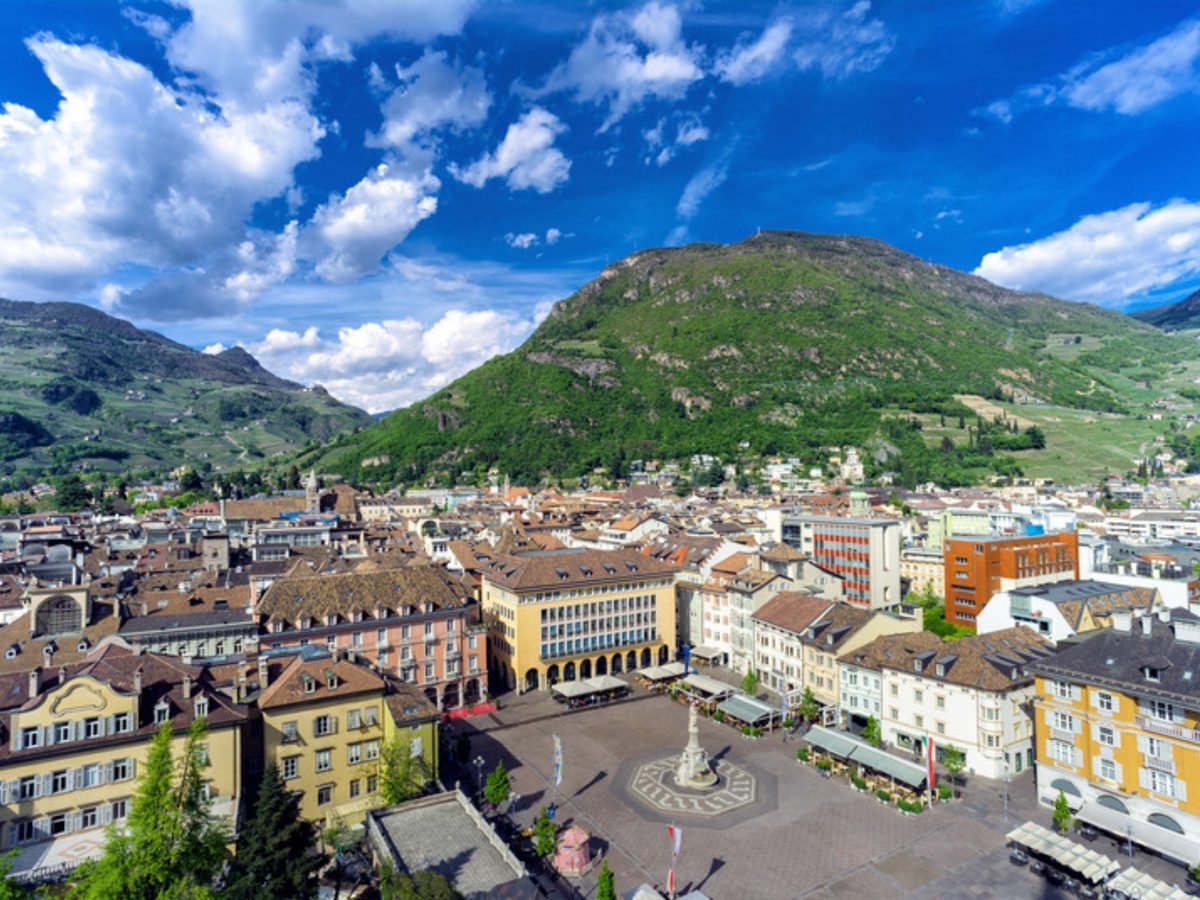 Piazza Walther in Bolzano, the main railway gateway to the Dolomites