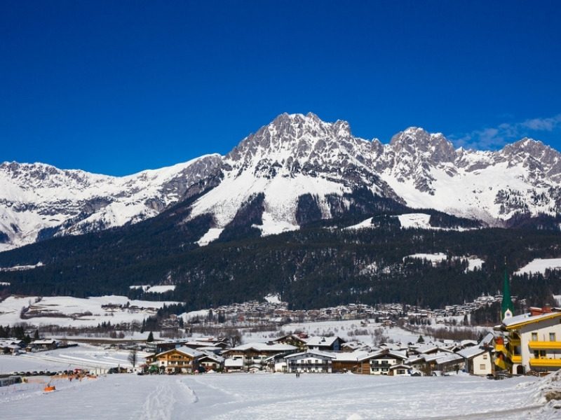 The snowy Wilder Kaiser mountains above Ellmau, home to the best hotels in Ellmau, Austria
