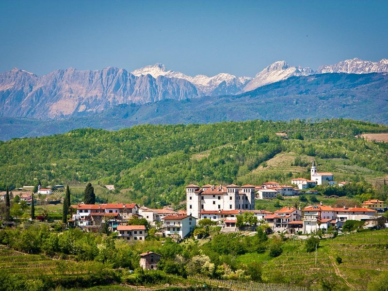 Julian alps above a slovenian village