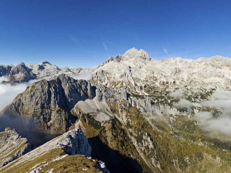 Julian alps peaks above the clouds