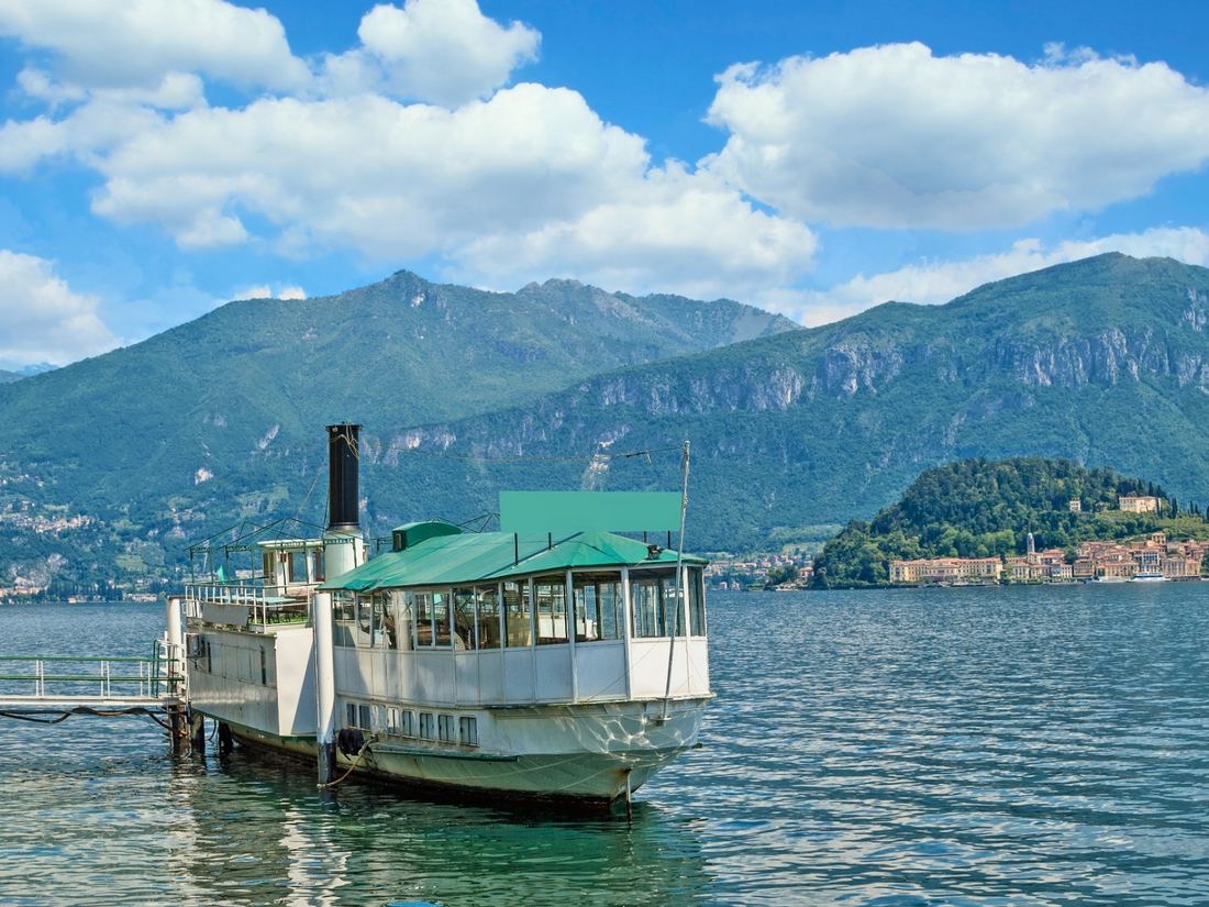 A vintage ferry on Lake Como, the boat service that links Bellagio, Varenna and Menaggio