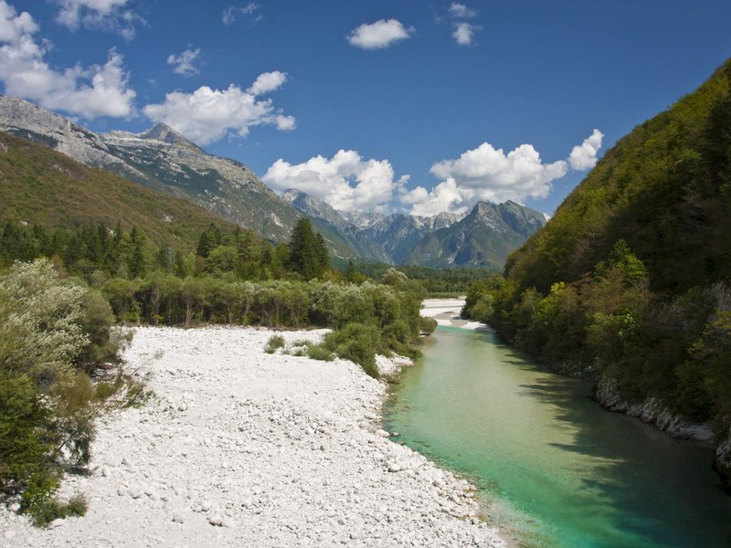 Soca river braided channels slovenia