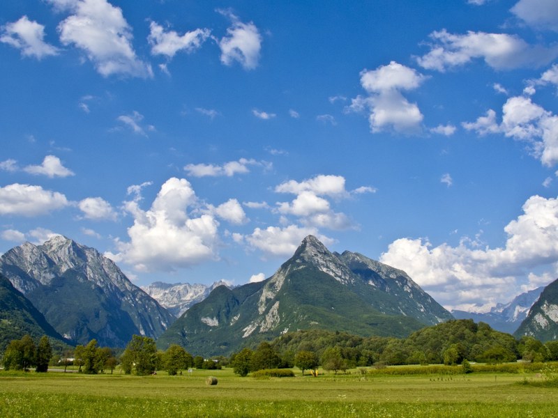 Soca valley meadow and peaks