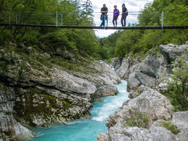 Suspension bridge over the Soca gorge
